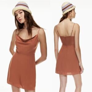 Aritzia Terracotta Cowl Neck Mini Dress